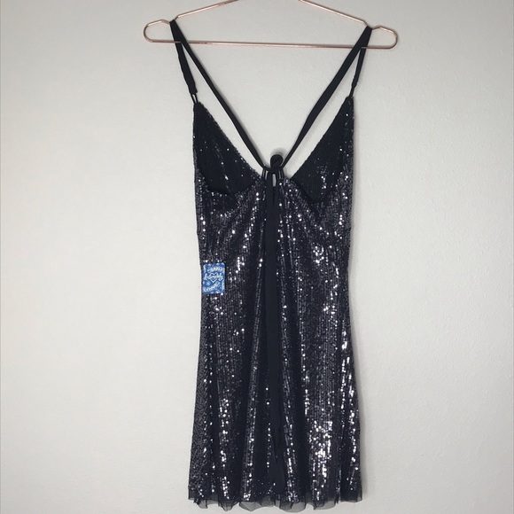 Free People Intimately Gold Rush Mini Black NWT - Picture 3 of 4